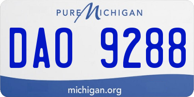 MI license plate DAO9288