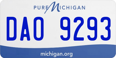 MI license plate DAO9293