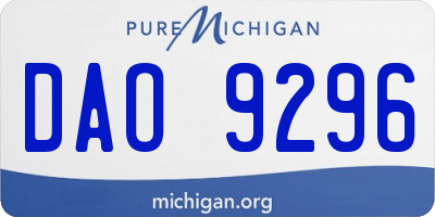 MI license plate DAO9296