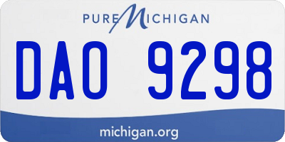 MI license plate DAO9298