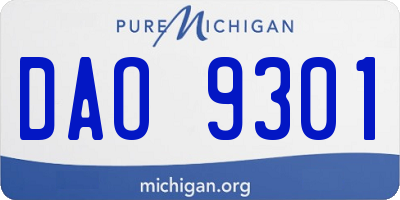 MI license plate DAO9301