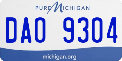 MI license plate DAO9304