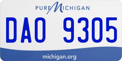 MI license plate DAO9305