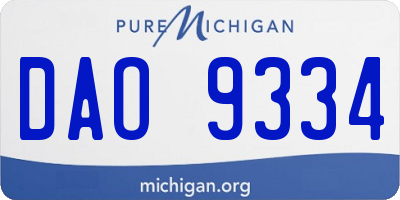 MI license plate DAO9334