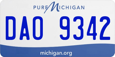 MI license plate DAO9342