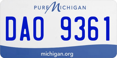 MI license plate DAO9361