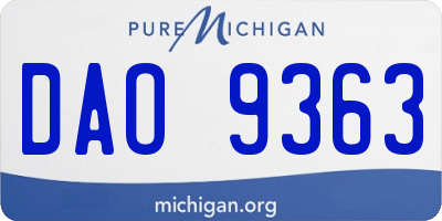 MI license plate DAO9363