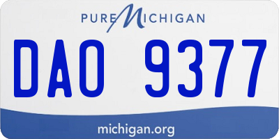 MI license plate DAO9377