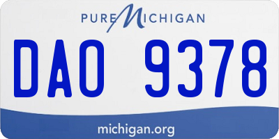MI license plate DAO9378