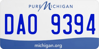 MI license plate DAO9394