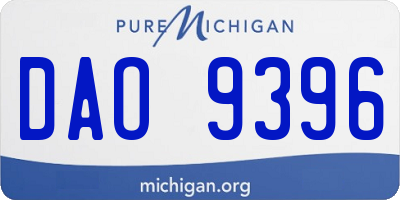 MI license plate DAO9396