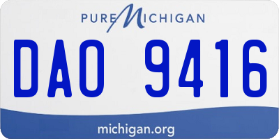 MI license plate DAO9416