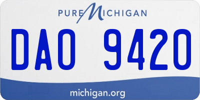 MI license plate DAO9420