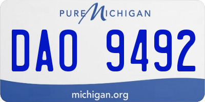 MI license plate DAO9492