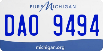 MI license plate DAO9494