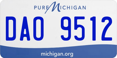 MI license plate DAO9512