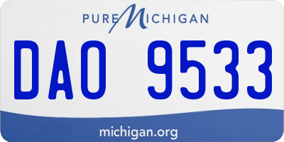 MI license plate DAO9533