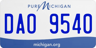 MI license plate DAO9540