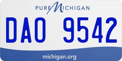 MI license plate DAO9542