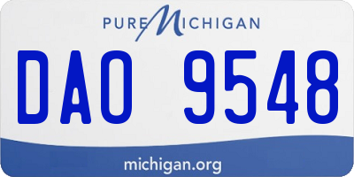 MI license plate DAO9548