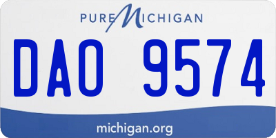 MI license plate DAO9574