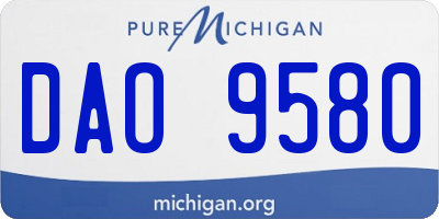 MI license plate DAO9580