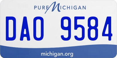 MI license plate DAO9584