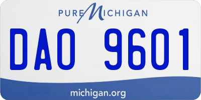 MI license plate DAO9601