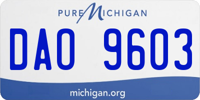 MI license plate DAO9603