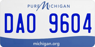 MI license plate DAO9604