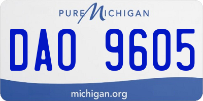 MI license plate DAO9605