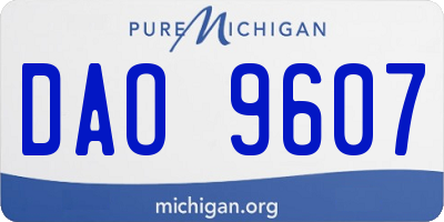 MI license plate DAO9607