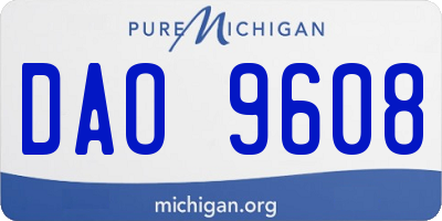 MI license plate DAO9608