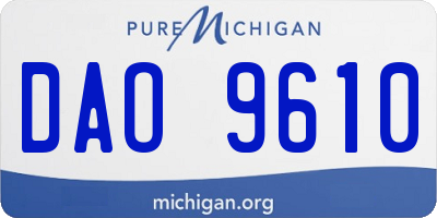 MI license plate DAO9610