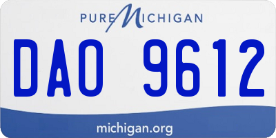 MI license plate DAO9612