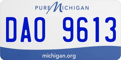 MI license plate DAO9613