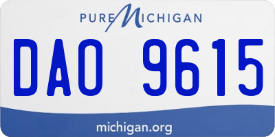 MI license plate DAO9615
