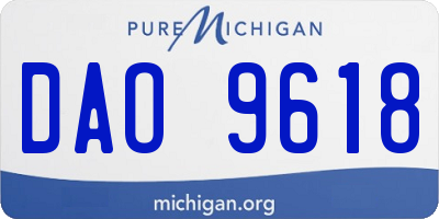 MI license plate DAO9618