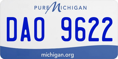 MI license plate DAO9622