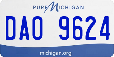 MI license plate DAO9624