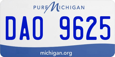 MI license plate DAO9625