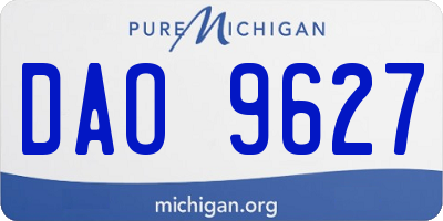 MI license plate DAO9627