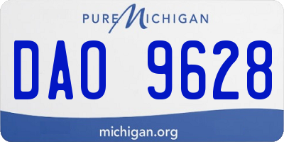 MI license plate DAO9628