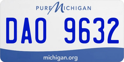 MI license plate DAO9632