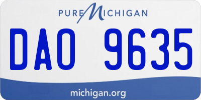 MI license plate DAO9635