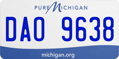 MI license plate DAO9638