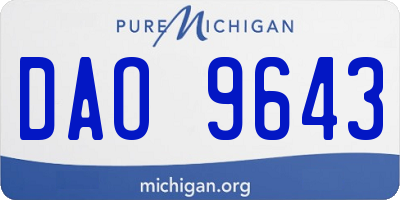 MI license plate DAO9643