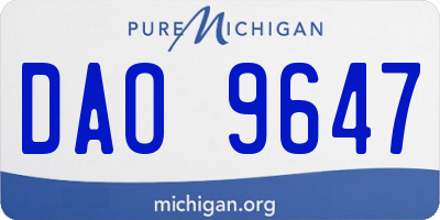 MI license plate DAO9647