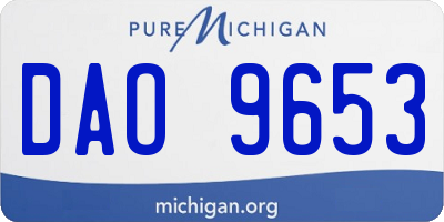 MI license plate DAO9653