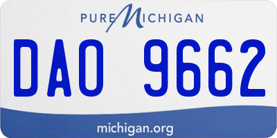 MI license plate DAO9662